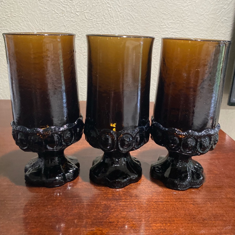 Vintage, Set of 3, Collectable, Tiffin Franciscan Madeira, Smoke Brown